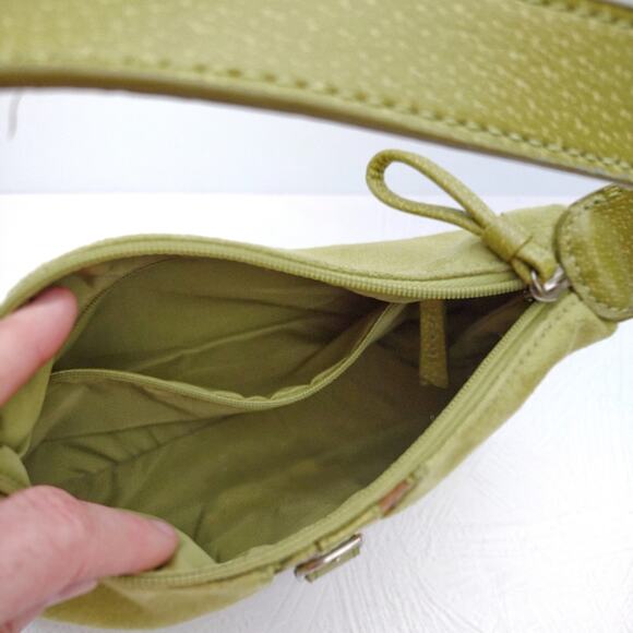 LIZ CLAIBORNE Lime Green Faux Suede Mini Shoulder Bag Vegan Preppy Bright - Picture 5 of 5